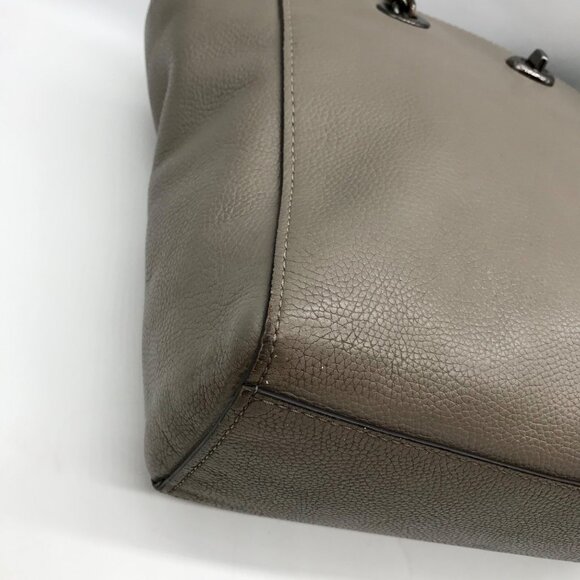 Coach Gray Pebbled Leather Turnlock Chain Tote Bag 57107 - Picture 7 of 11